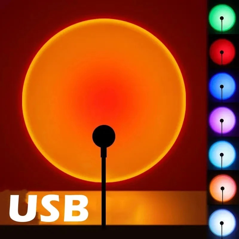 Sunset Lamp Projection - USB Sunset โคมไฟสายรุ้งบรรยากาศ Night Light Sunset