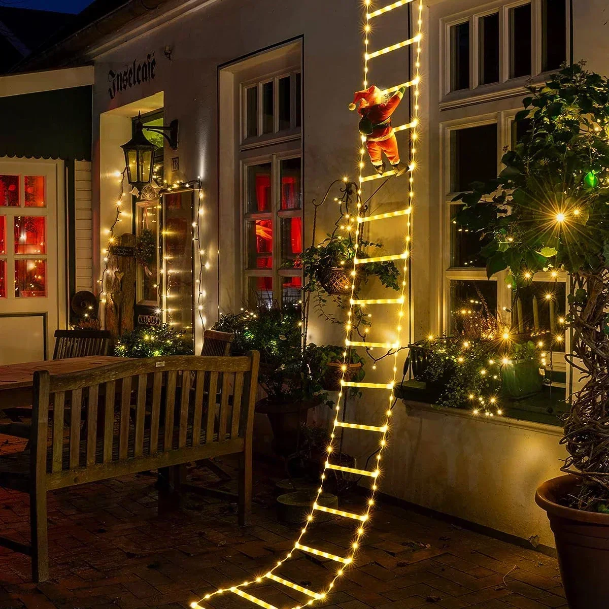 Lighting Tree Decor - ไฟ LED บันไดสำหรับสายตกแต่งคริสมาสต์ในบ้านซานตาคลอสในร่มกลางแจ้งหน้าต่างคริสต์มาสในสวนต้นไม้แขวนแถบไฟ LED