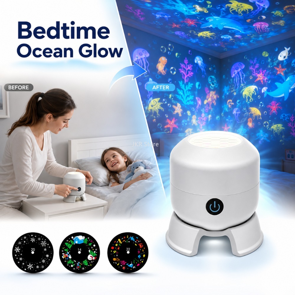 Ambient Lighting Decor For Room - ไฟ LED หมุนได้ 360 องศา ฉายแสงดาวและมหาสมุทร