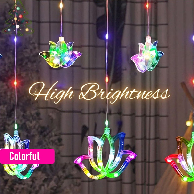 Lighting Decoration For Diwali - ไฟประดับม่านรูปดอกบัว 4 เมตร 8 โหมด สำหรับเทศกาลดิวาลี