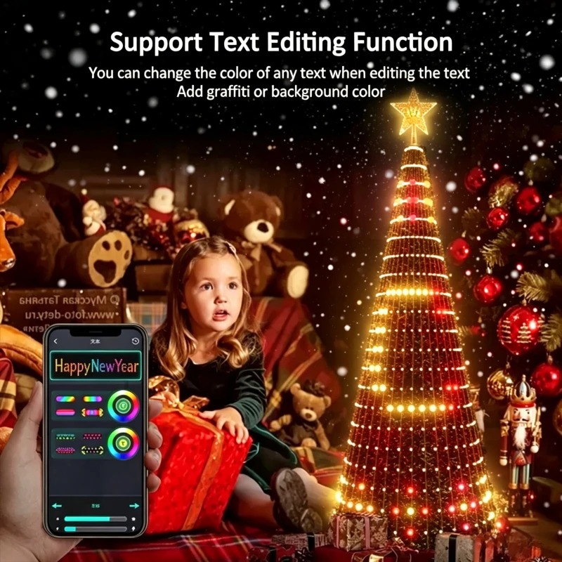 Lighting Tree Decor - ไฟประดับยอดต้นคริสต์มาส RGB อัจฉริยะ, โคมไฟดาว LED ควบคุมผ่านแอปพลิเคชันบลูทูธ