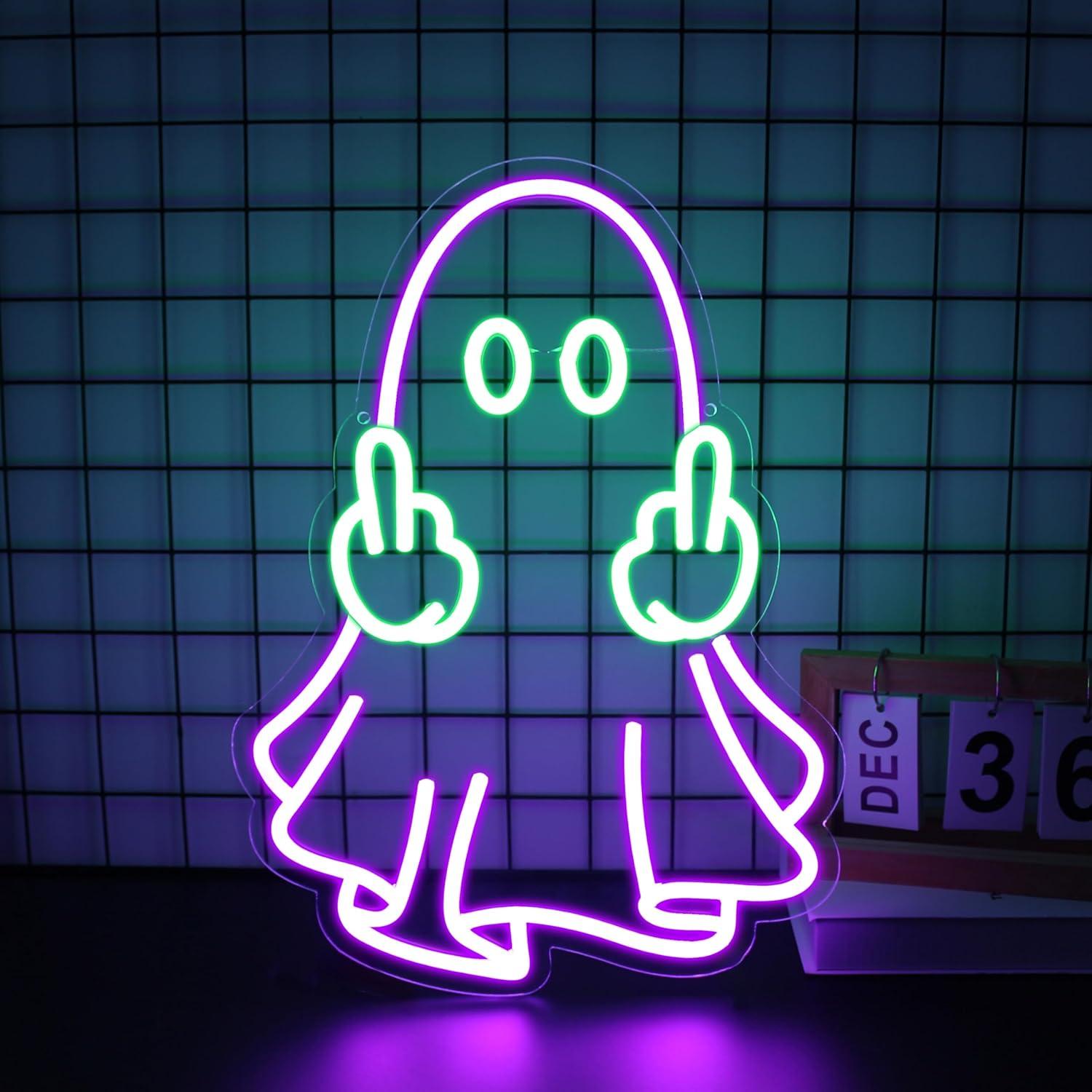 Led Lighting Wall Decor - ป้ายไฟนีออนรูปผี ใช้พลังงานจาก USB ไฟ LED ปรับความสว่างได้