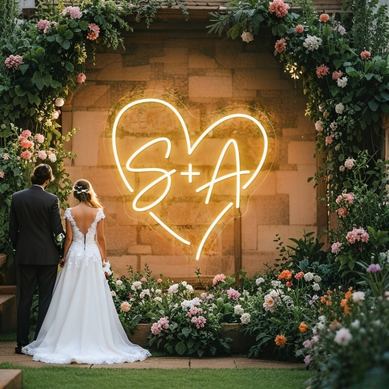 Lighting Decoration Ideas - CUSTOM Initials หัวใจ LED Neon Sign,