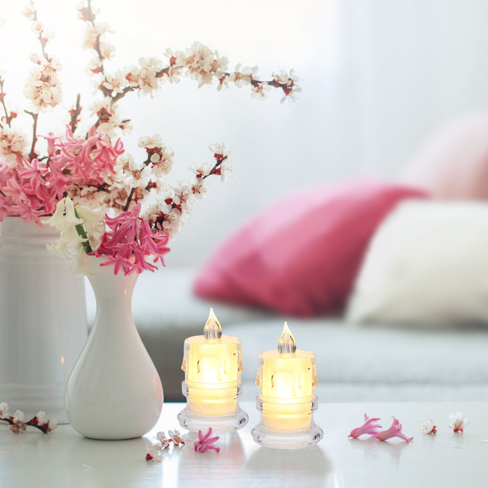 Lighting Decor Photos - โคมไฟ LED แบบไร้เปลวไฟ 12 ชิ้น ใช้แบตเตอรี่