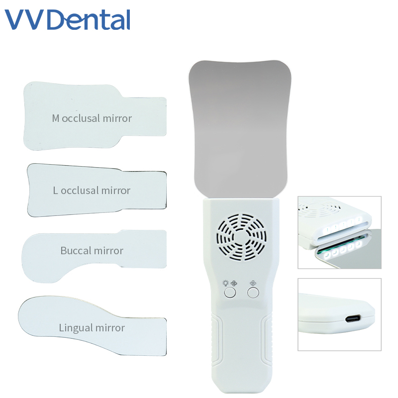Lighting Gallery - ชุดกระจกกันฝ้าสำหรับทันตกรรม VVDental สำหรับการถ่ายภาพในช่องปากแบบไร้ฝ้า กระจกสแตนเลสพร้อมไฟ LED สำหรับการสะท้อนแสงทางทันตกรรมจัดฟัน
