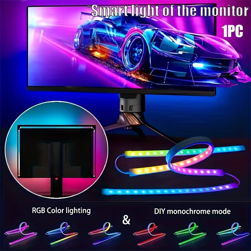 Ambient Lighting Decor For Room - ไฟ RGB สำหรับเล่นเกม แถบไฟ LED สำหรับจอภาพ