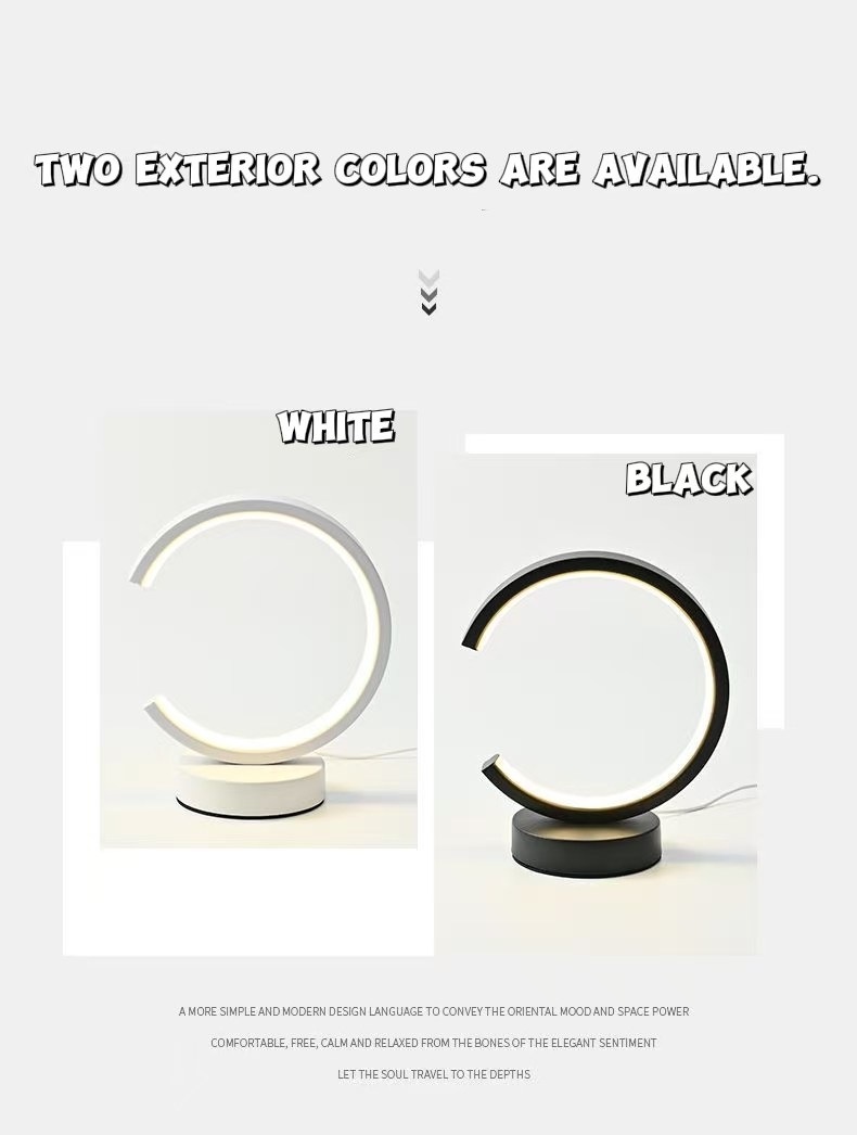 Lighting Table Decor - โคมไฟตั้งโต๊ะวงแหวน LED ขนาด 20 ซม. แบบเรียบง่าย