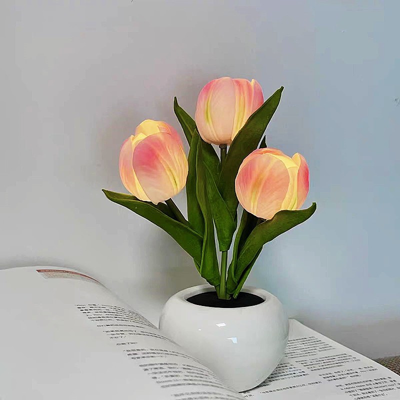 Ambient Lighting Decor For Room - โคมไฟ LED รูปดอกทิวลิป จำลองแสงกลางคืน สร้างบรรยากาศ ตกแต่งโต๊ะทำงาน