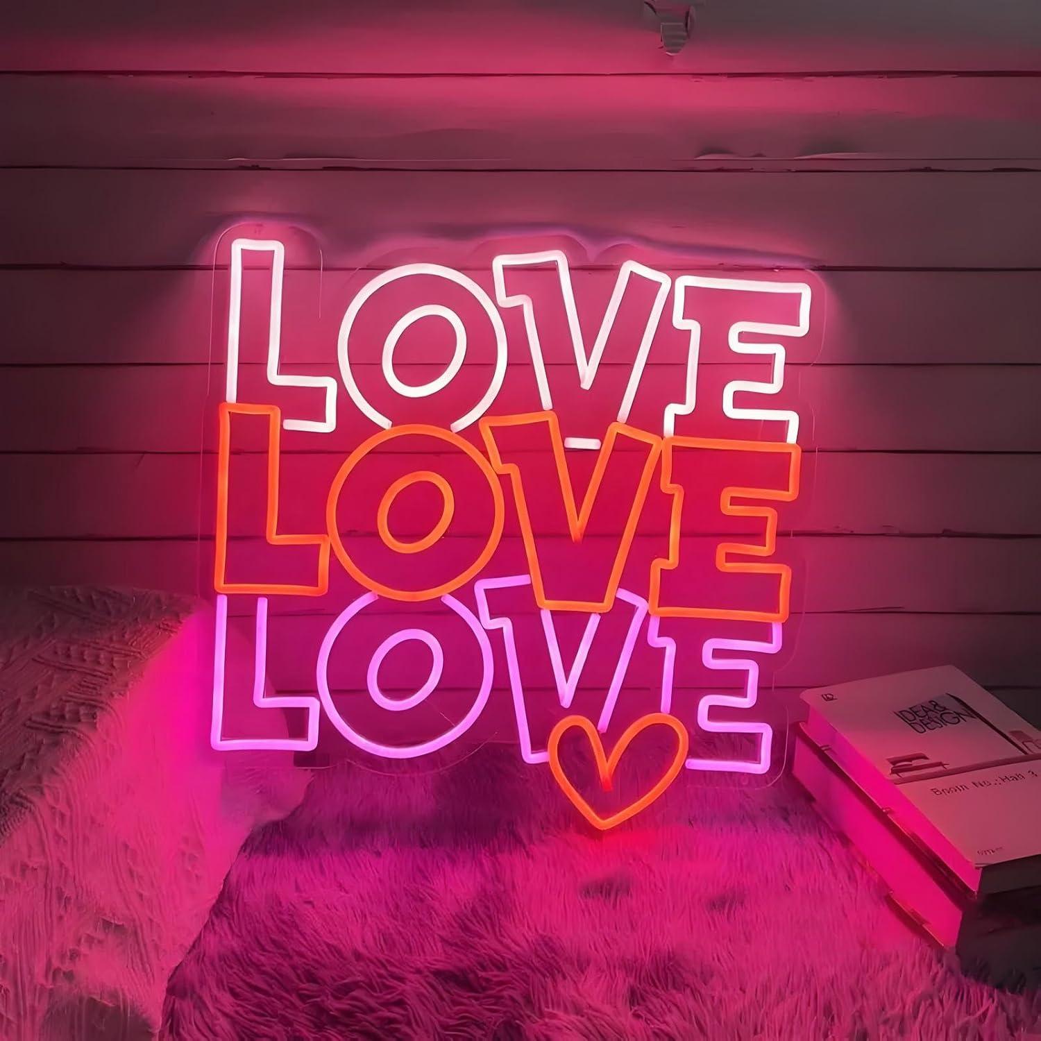 Led Lighting Wall Decor - ป้ายไฟนีออนรูปหัวใจ ไฟ LED ปรับความสว่างได้ ใช้พอร์ต USB
