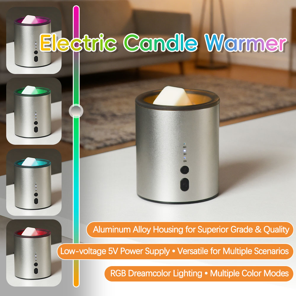 Wax Melter Electric - เครื่องทำความร้อนเทียนหอมแบบโลหะ สำหรับอโรมาเธอราพี เครื่องทำความร้อนน้ำมันหอมระเหยแบบไฟฟ้า 2-in-1 พร้อมปลั๊ก USB