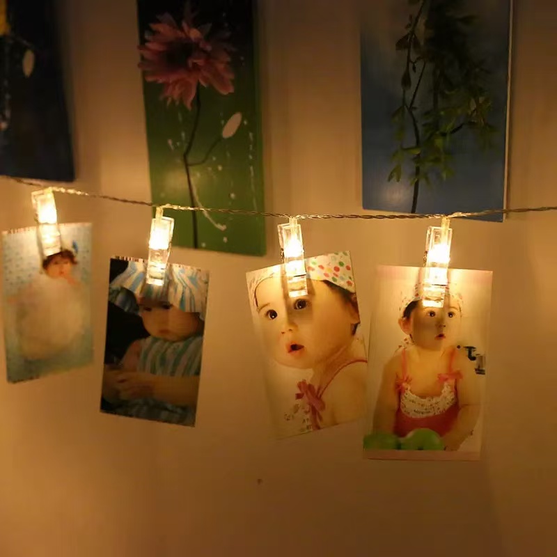 Lighting Decor Photos - ไฟประดับรูปการ์ดแบบคลิปหนีบรูปภาพ ขนาด 1.5-10 เมตร สำหรับตกแต่งงานคริสต์มาส งานแต่งงาน