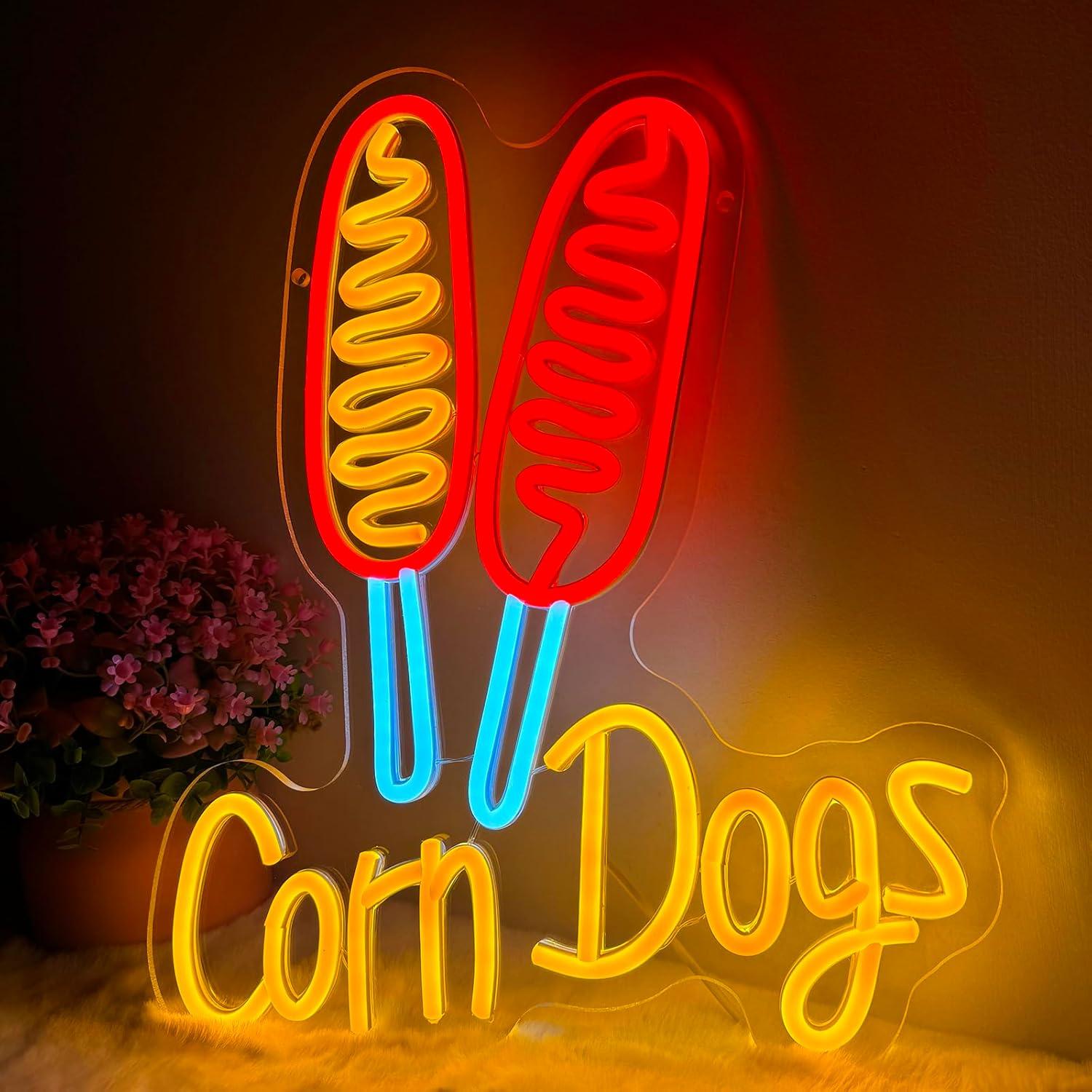 Led Lighting Wall Decor - ป้ายไฟนีออนรูปคอร์นด็อก ไฟ LED ปรับความสว่างได้ ใช้พอร์ต USB