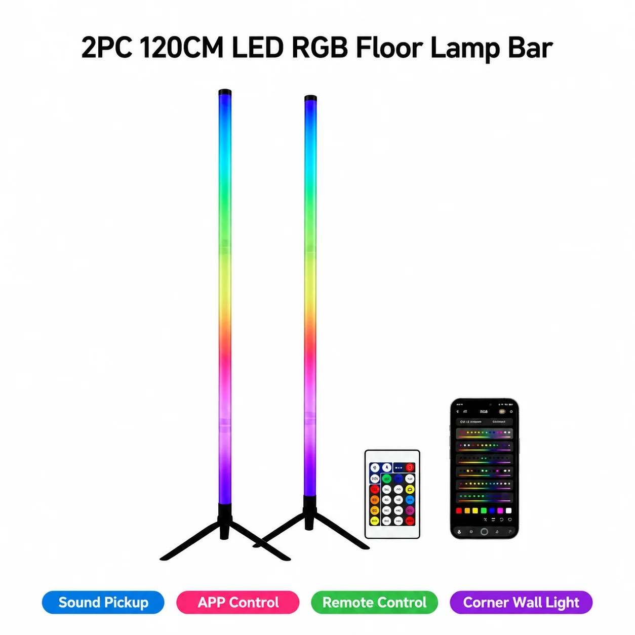 โคมไฟตั้งพื้นแบบมุม RGB LED 2  - Ambient Lighting Decor For Room บทวิจารณ์และราคา