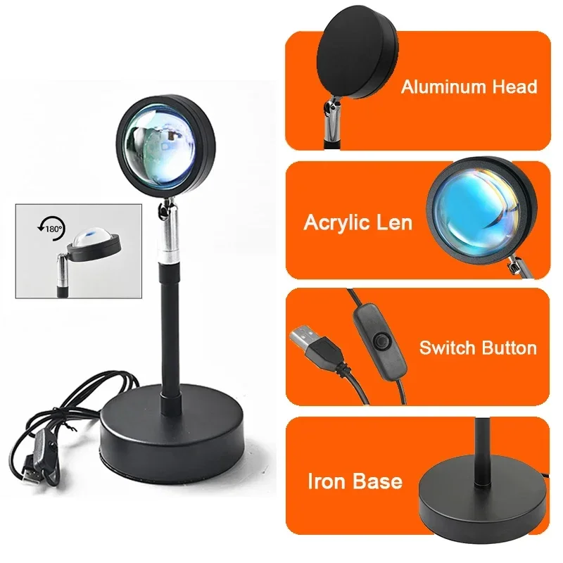 Sunset Mood Light หลายสี Sunse - Sunset Lamp Projection บทวิจารณ์และราคา