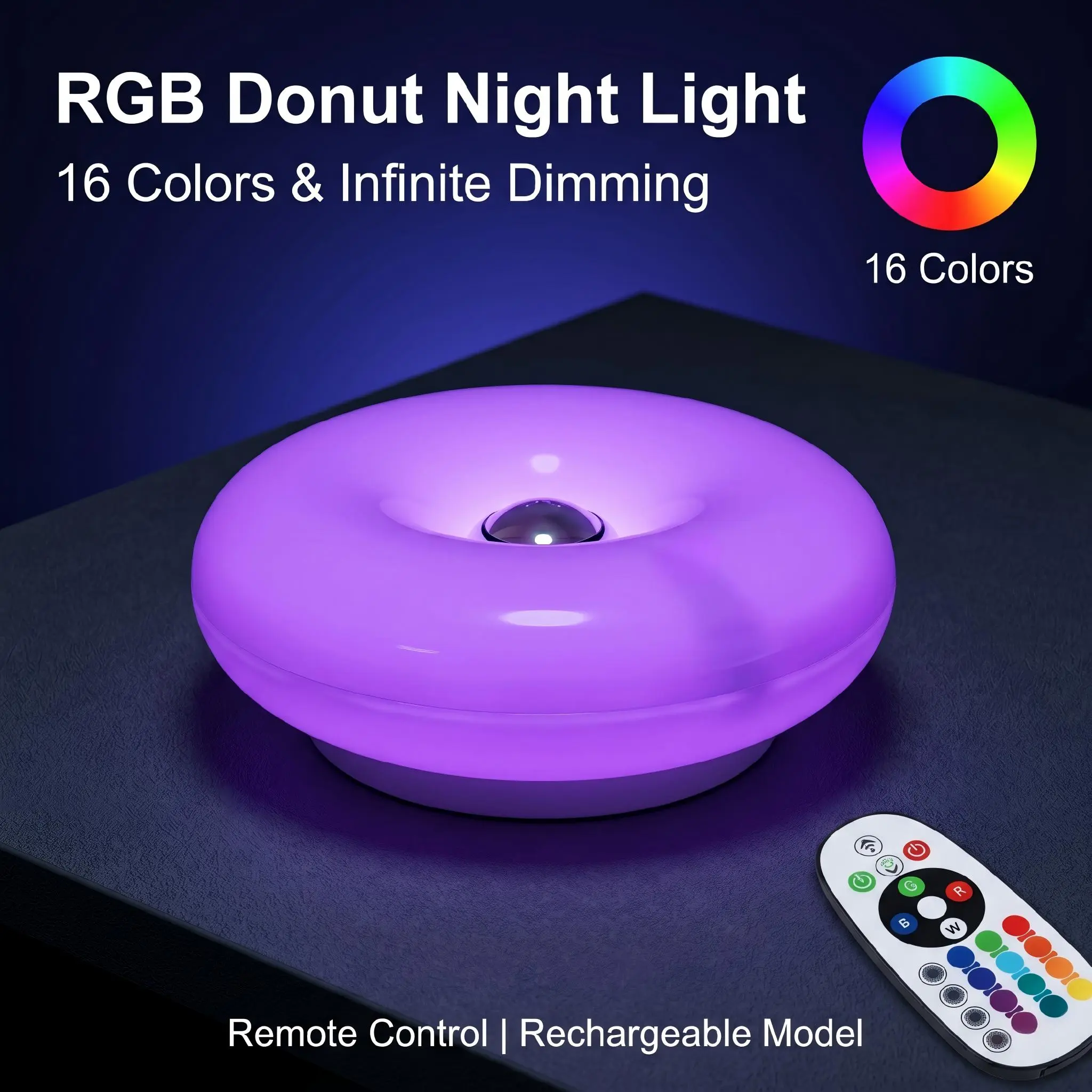 โคมไฟโดนัท RGB, โคมไฟตั้งโต๊ะแ - Ambient Lighting Decor For Room บทวิจารณ์และราคา