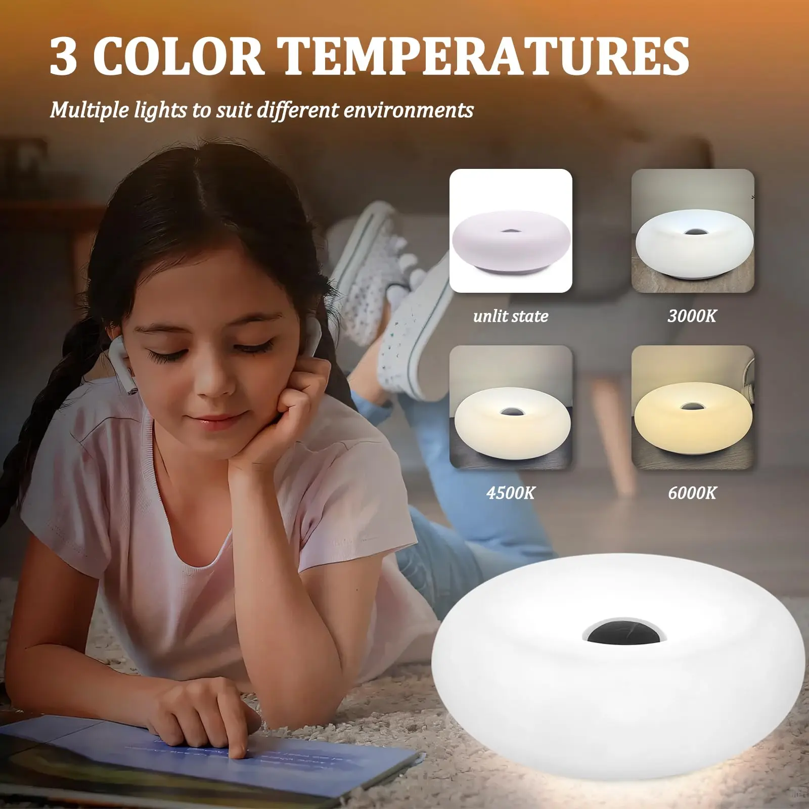 โคมไฟโดนัท RGB, โคมไฟตั้งโต๊ะแ - Ambient Lighting Decor For Room บทวิจารณ์และราคา