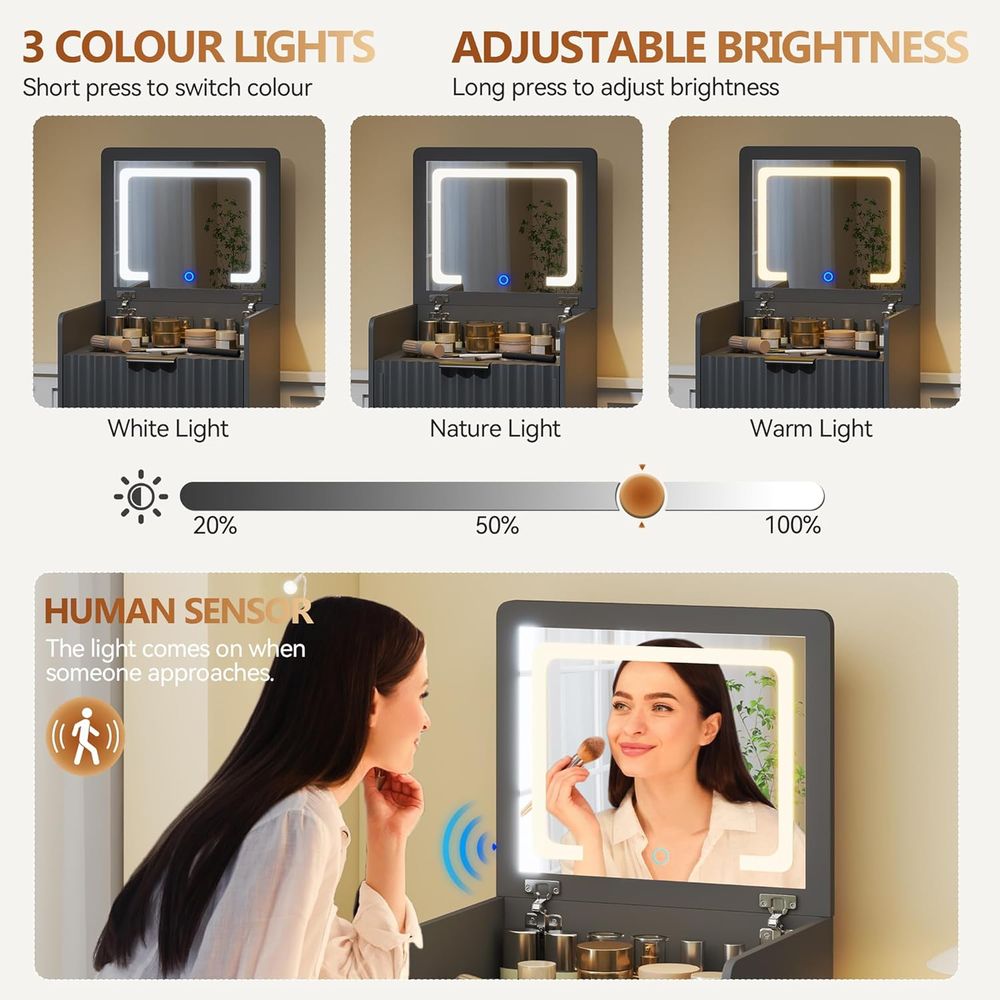 โต๊ะเครื่องแป้งสีเทา 3-in-1 พร - Furniture Lighting & Decor Magazine บทวิจารณ์และราคา