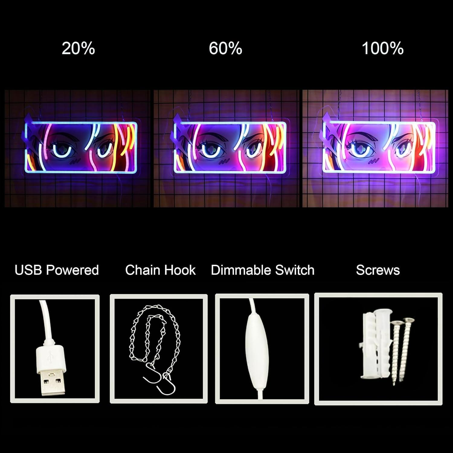 ป้ายไฟนีออนรูปดวงตาสีสันสดใส ไ - Led Lighting Wall Decor บทวิจารณ์และราคา