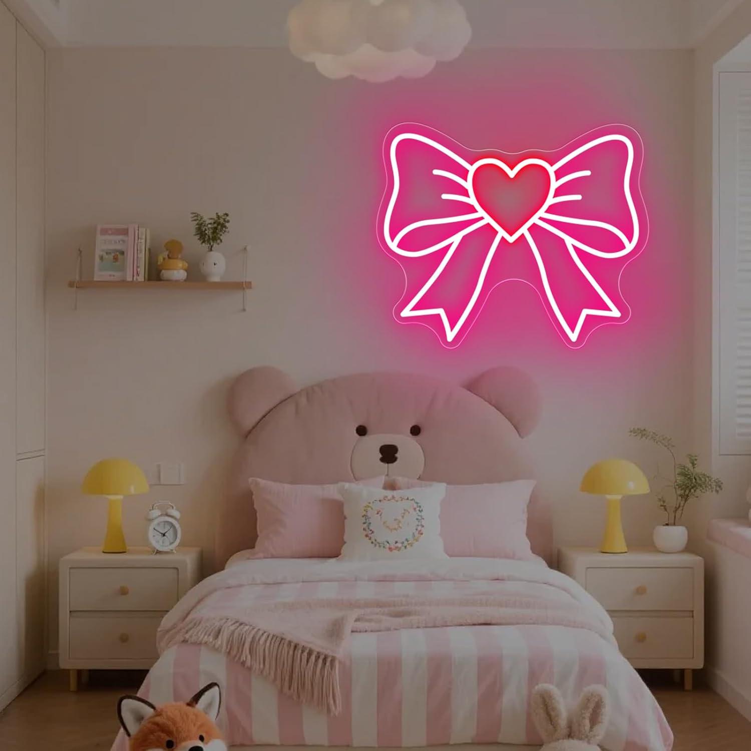 ป้ายไฟนีออนรูปโบว์ ไฟ LED ปรับ - Led Lighting Wall Decor บทวิจารณ์และราคา