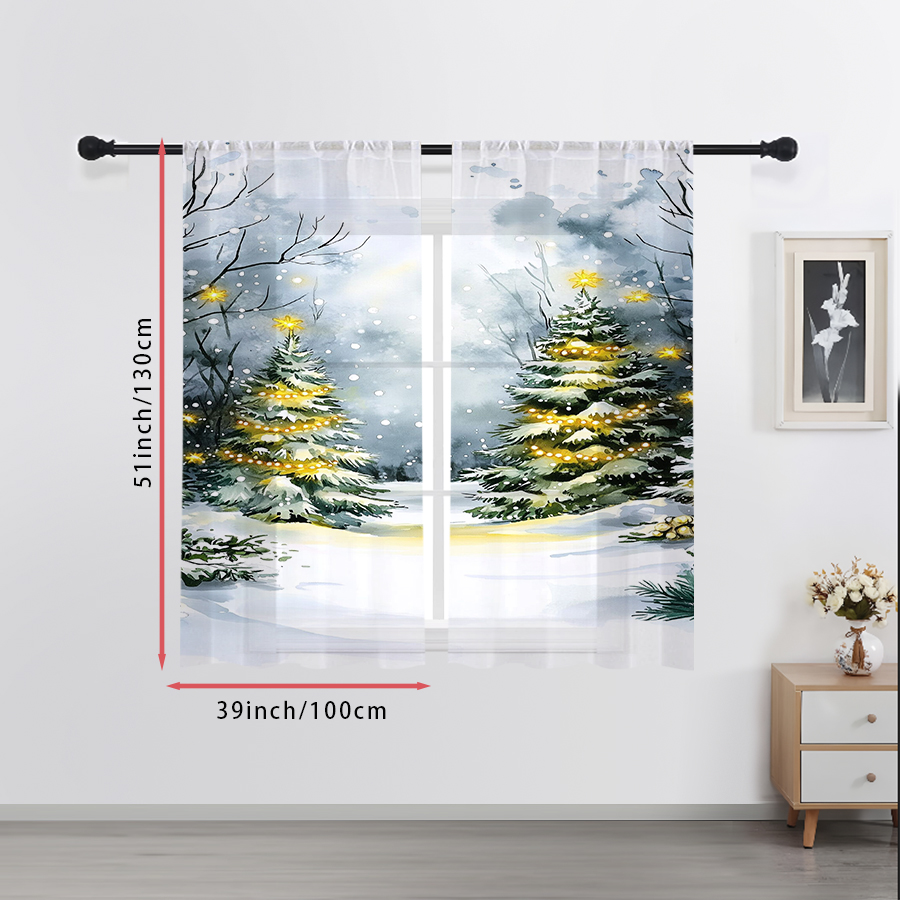 ผ้าม่านโปร่งแสง 2 ชิ้น ลายต้นค - Lighting Tree Decor บทวิจารณ์และราคา