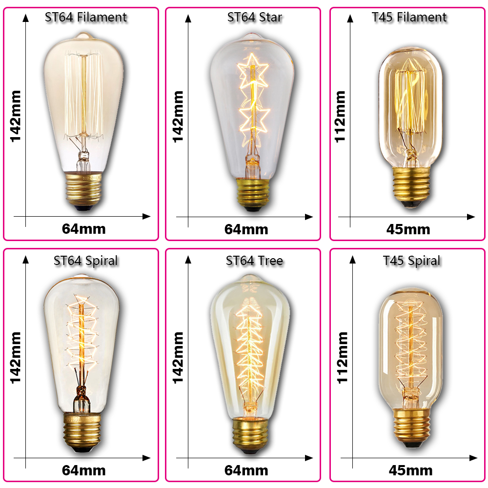 หลอดไฟเอดิสันย้อนยุค E27 40W 2 - Lighting Decor Ideas บทวิจารณ์และราคา
