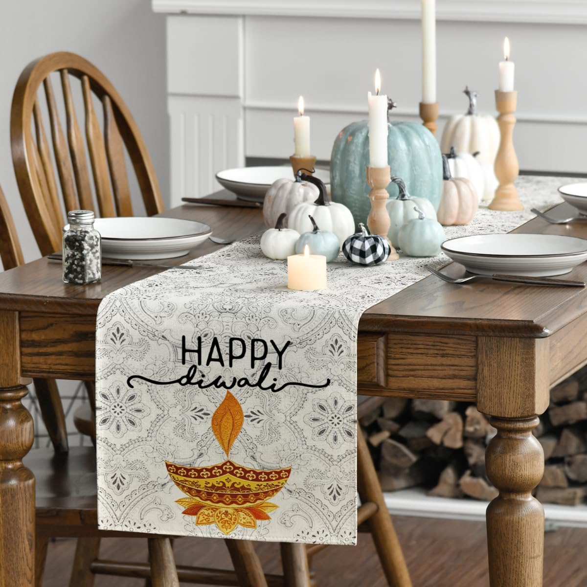 ผ้าปูโต๊ะลายผ้าลินินสำหรับงานเ - Lighting Decoration For Diwali บทวิจารณ์และราคา