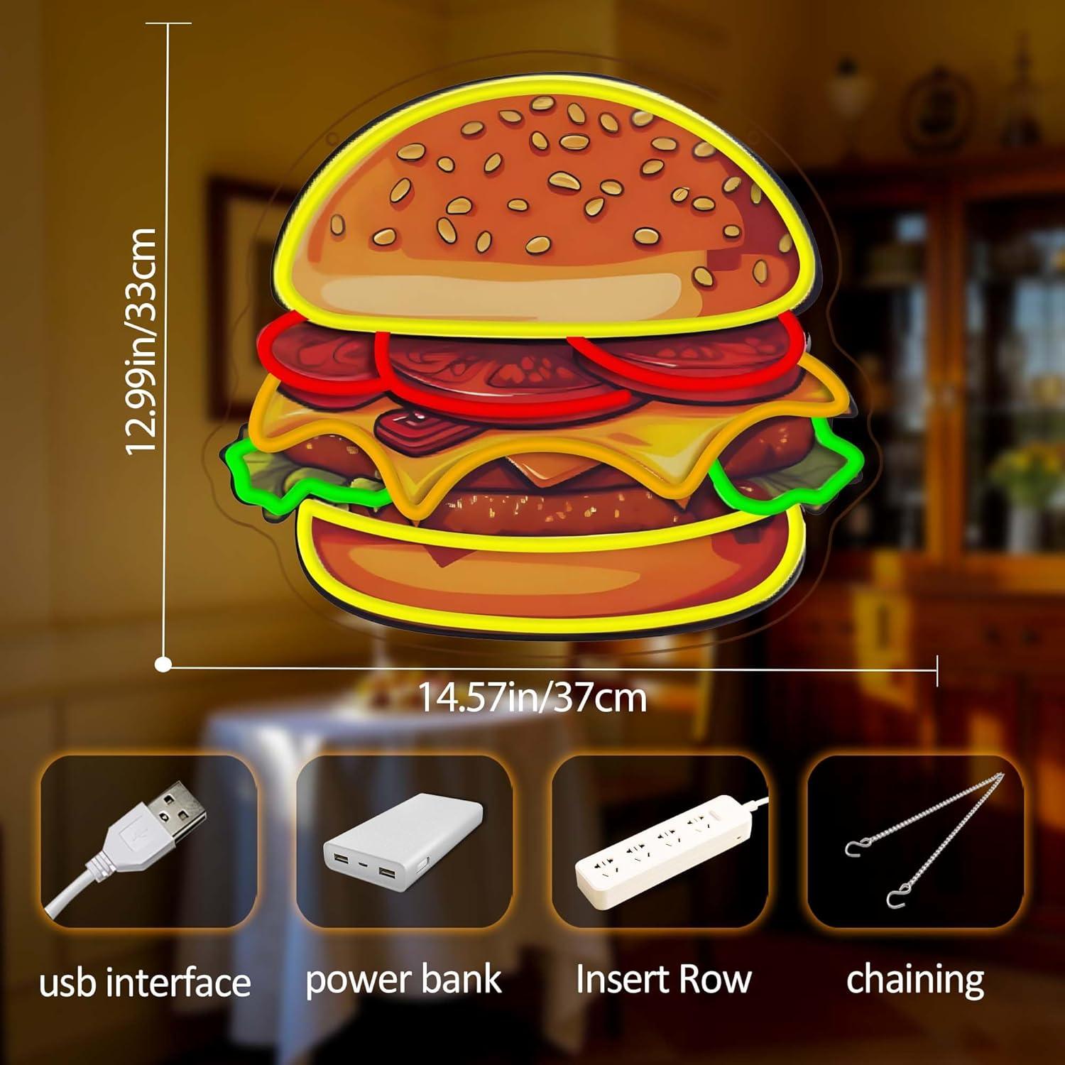 ป้ายไฟนีออนรูปเบอร์เกอร์ ไฟ LE - Led Lighting Wall Decor บทวิจารณ์และราคา