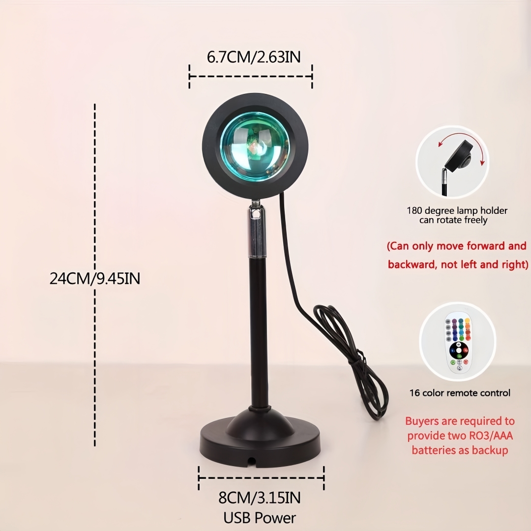 โคมไฟฉายแสงพระอาทิตย์ตก 16 สี  - Sunset Lamp Projection บทวิจารณ์และราคา