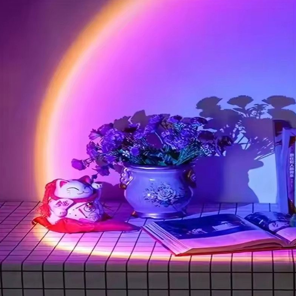 LED Rainbow Sunset โคมไฟบรรยาก - Sunset Lamp Projection บทวิจารณ์และราคา